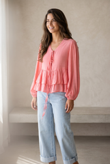 Ruffle Linen Blouse