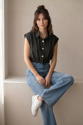 Sleeveless Volume Soft Shirt