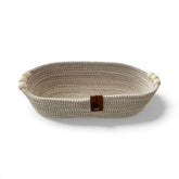 Handmade Woven Cotton Oval Plate with wood décor