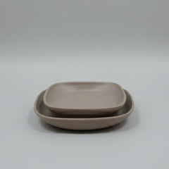 Organic Edge Square Pottery Plate Set