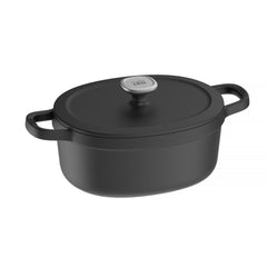 Covered Oval Casserole Graphite Cast Iron 27x22cm