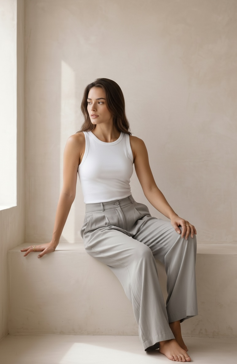 Peach Skin Wide Leg Pants