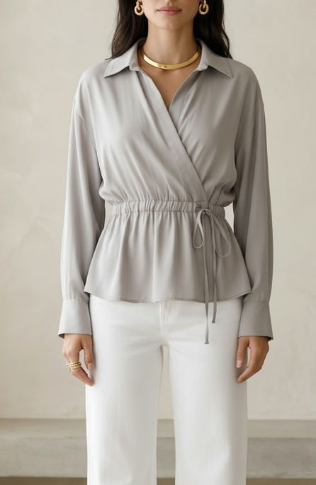 Peach Skin Wrap Shirt