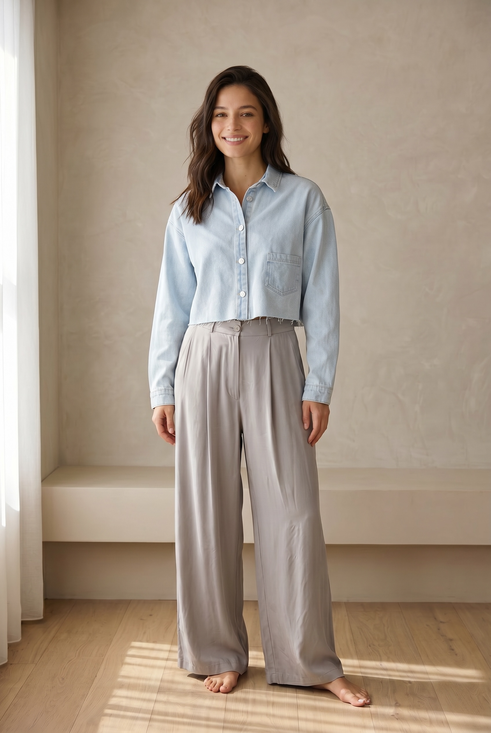 Peach Skin Wide Leg Pants