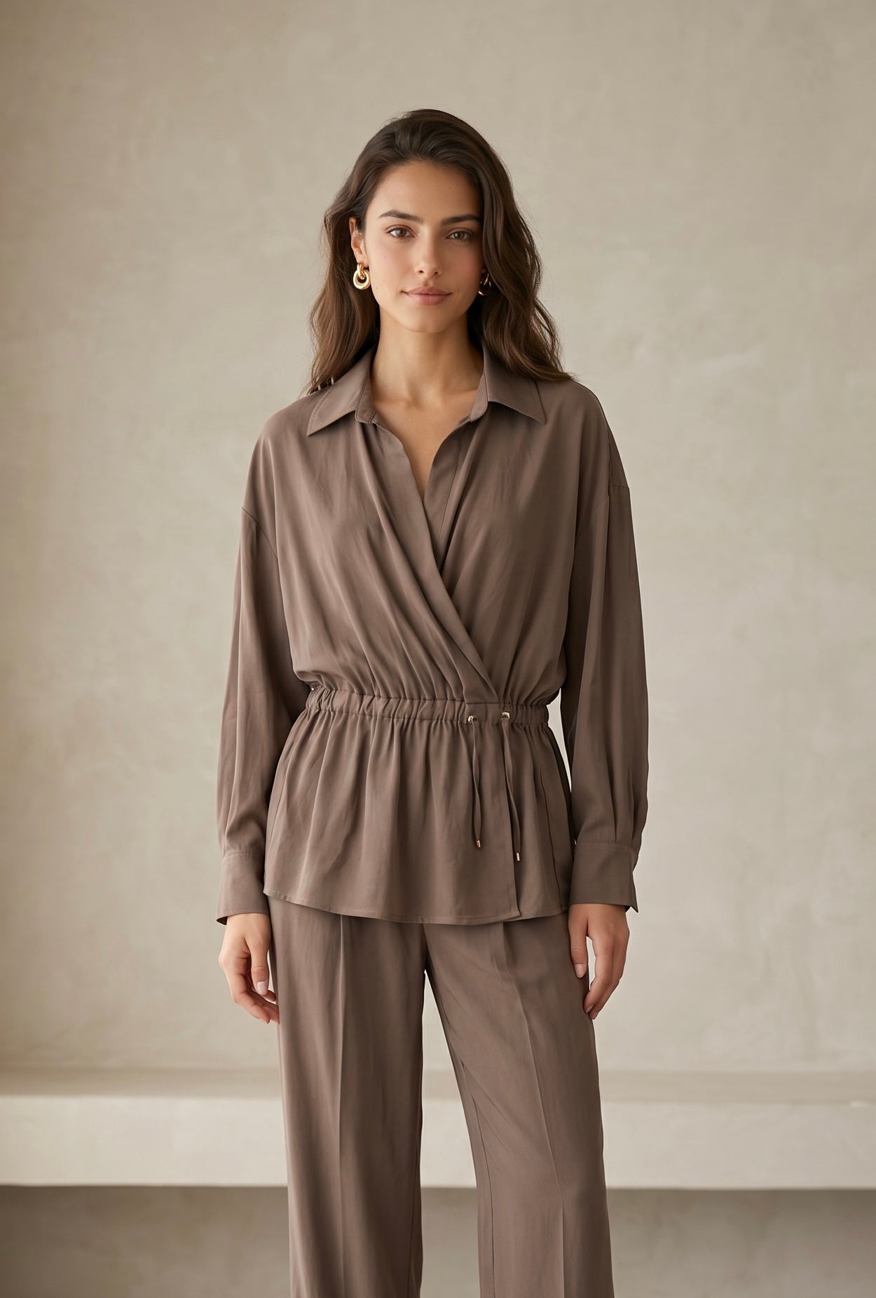 Peach Skin Wrap Shirt