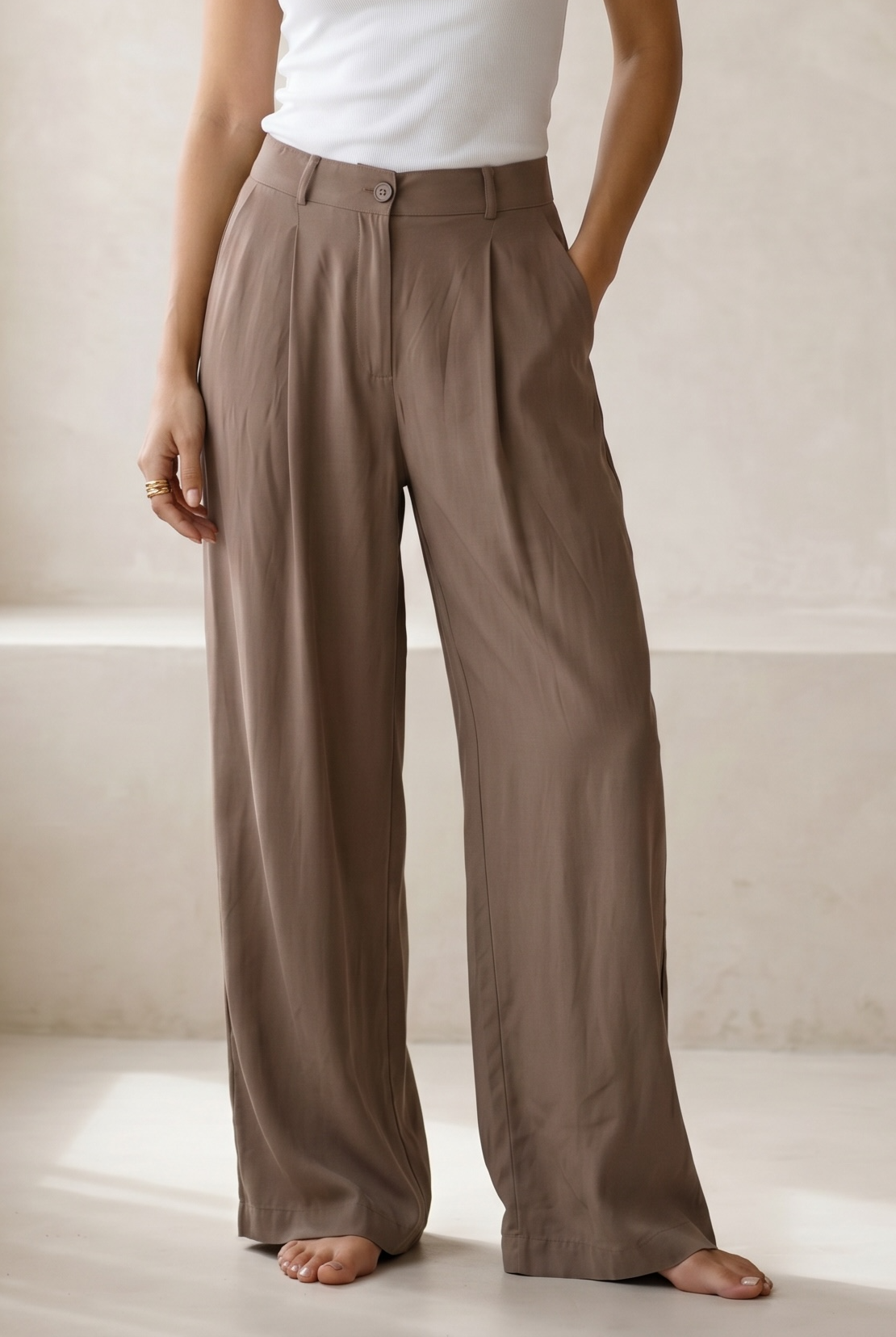 Peach Skin Wide Leg Pants