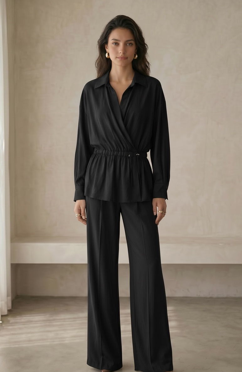 Peach Skin Wide Leg Pants