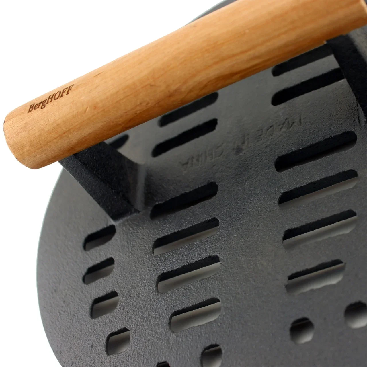 Cast Iron Slotted Steak Press 23cm