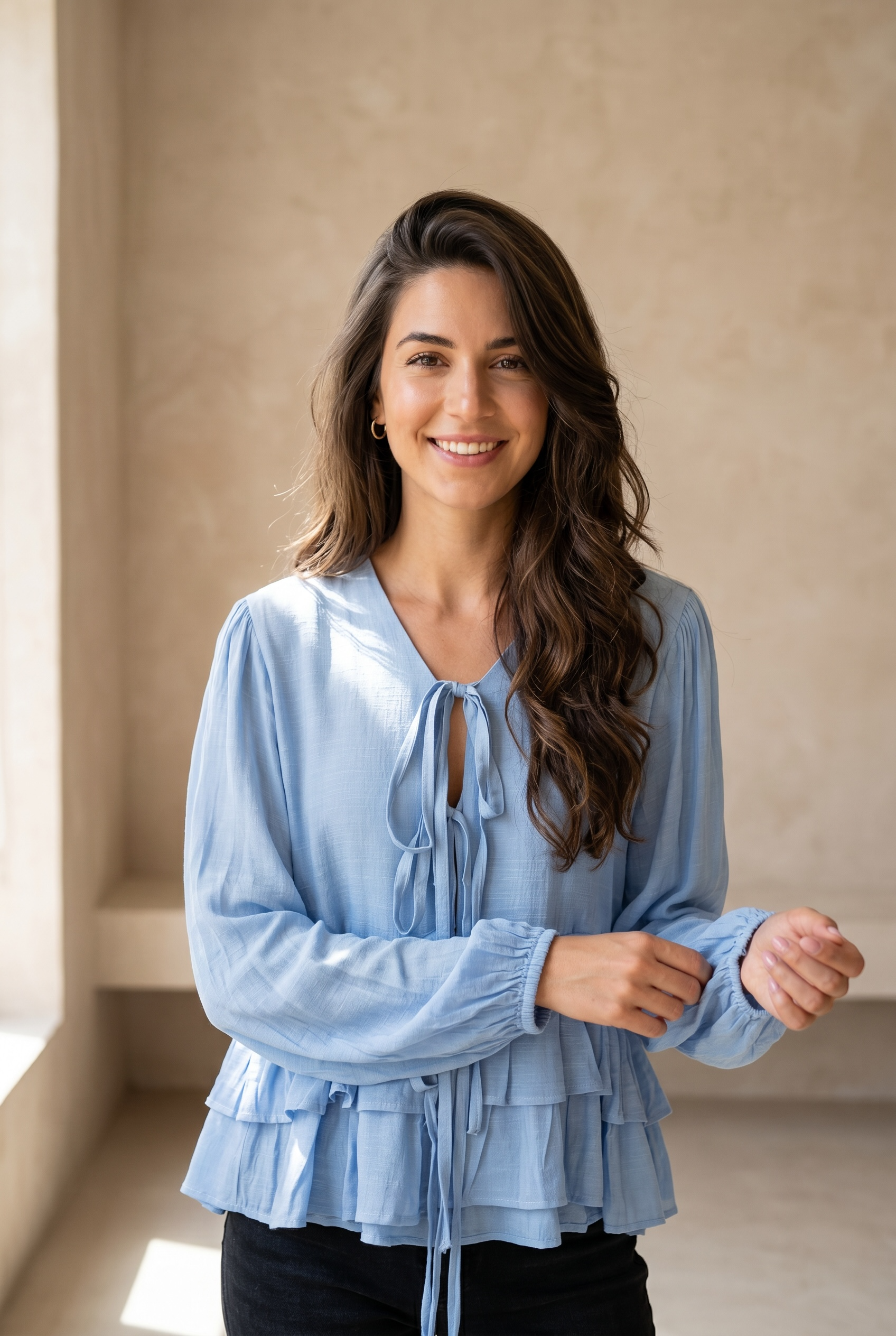 Ruffle Linen Blouse