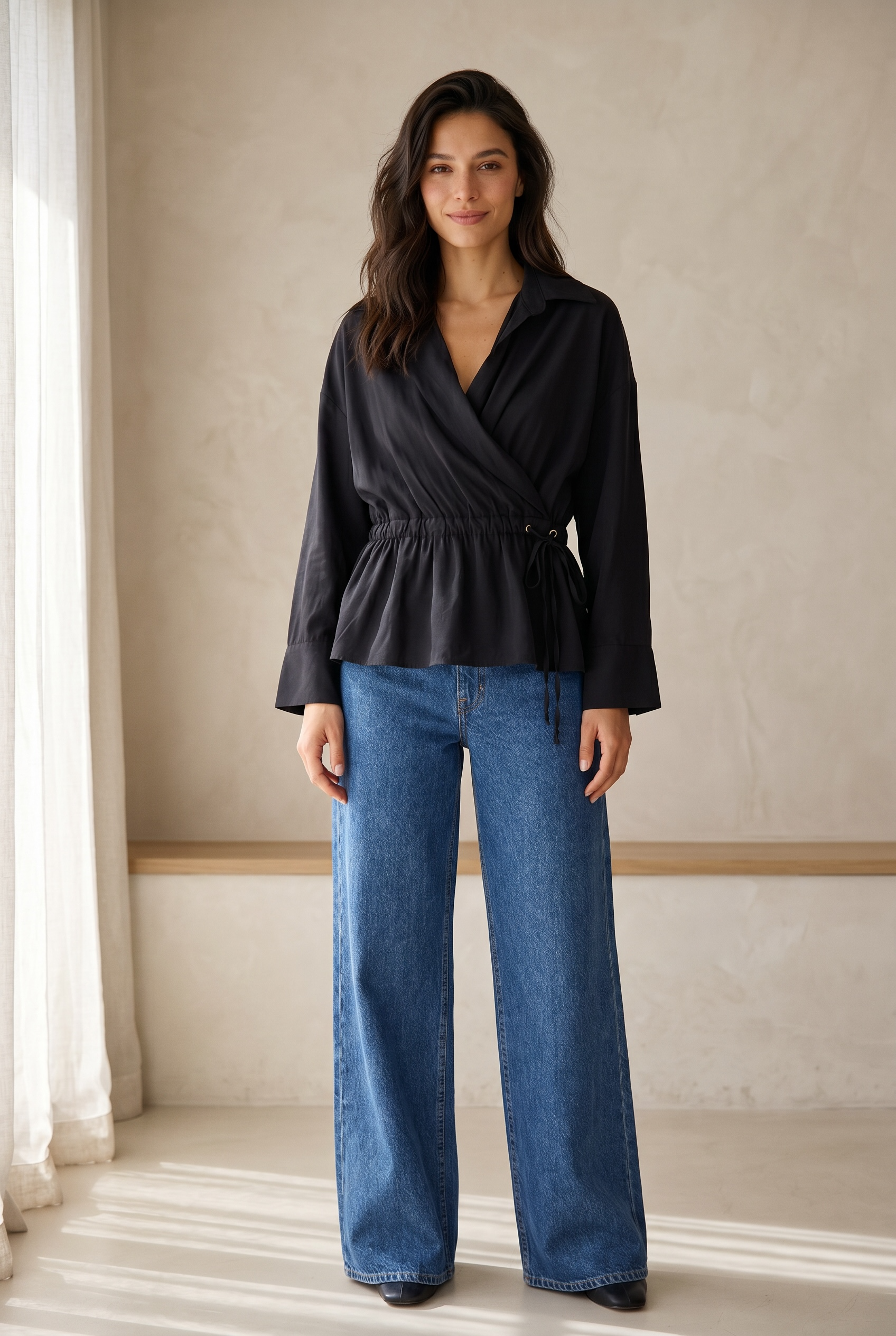 Peach Skin Wrap Shirt