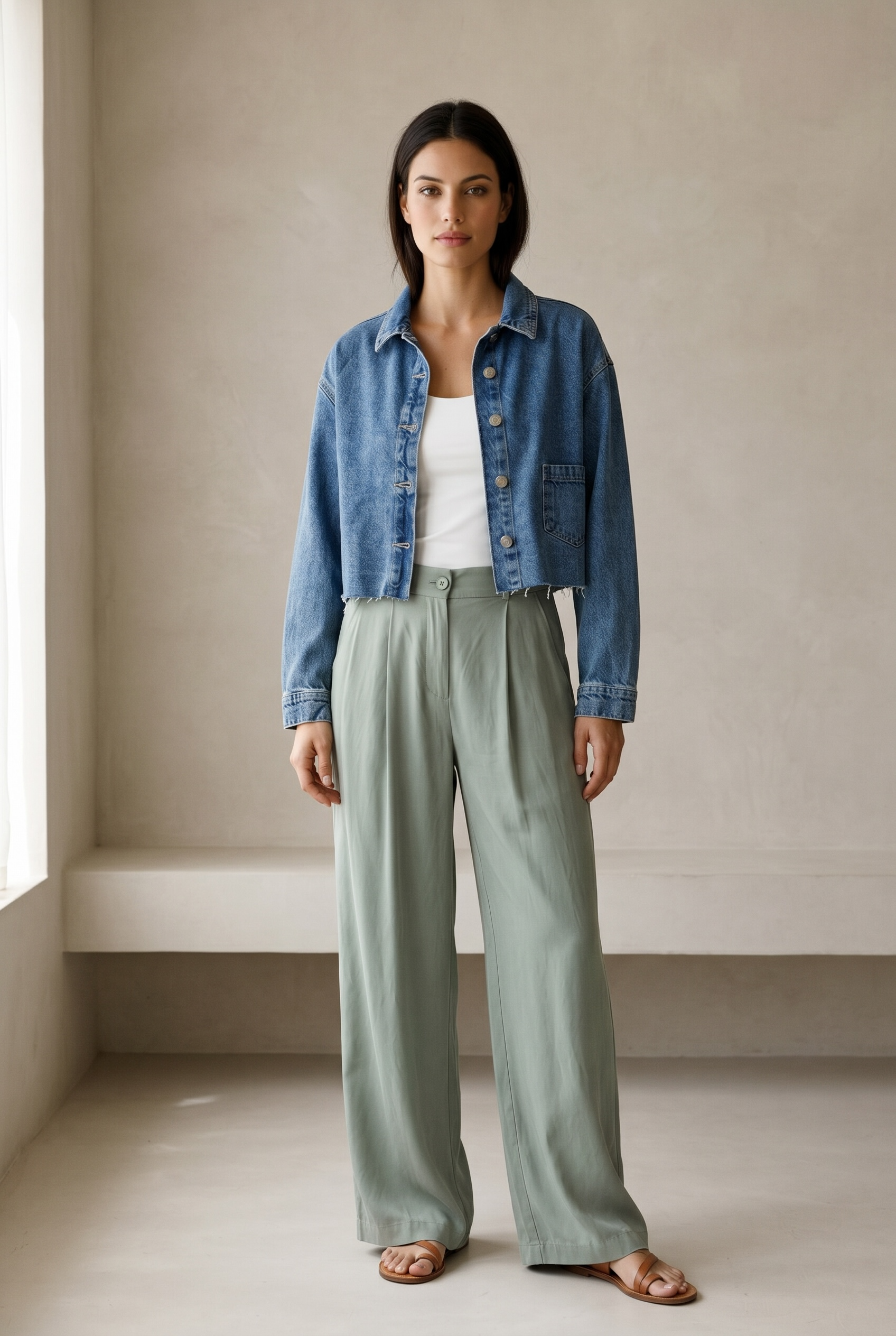 Peach Skin Wide Leg Pants