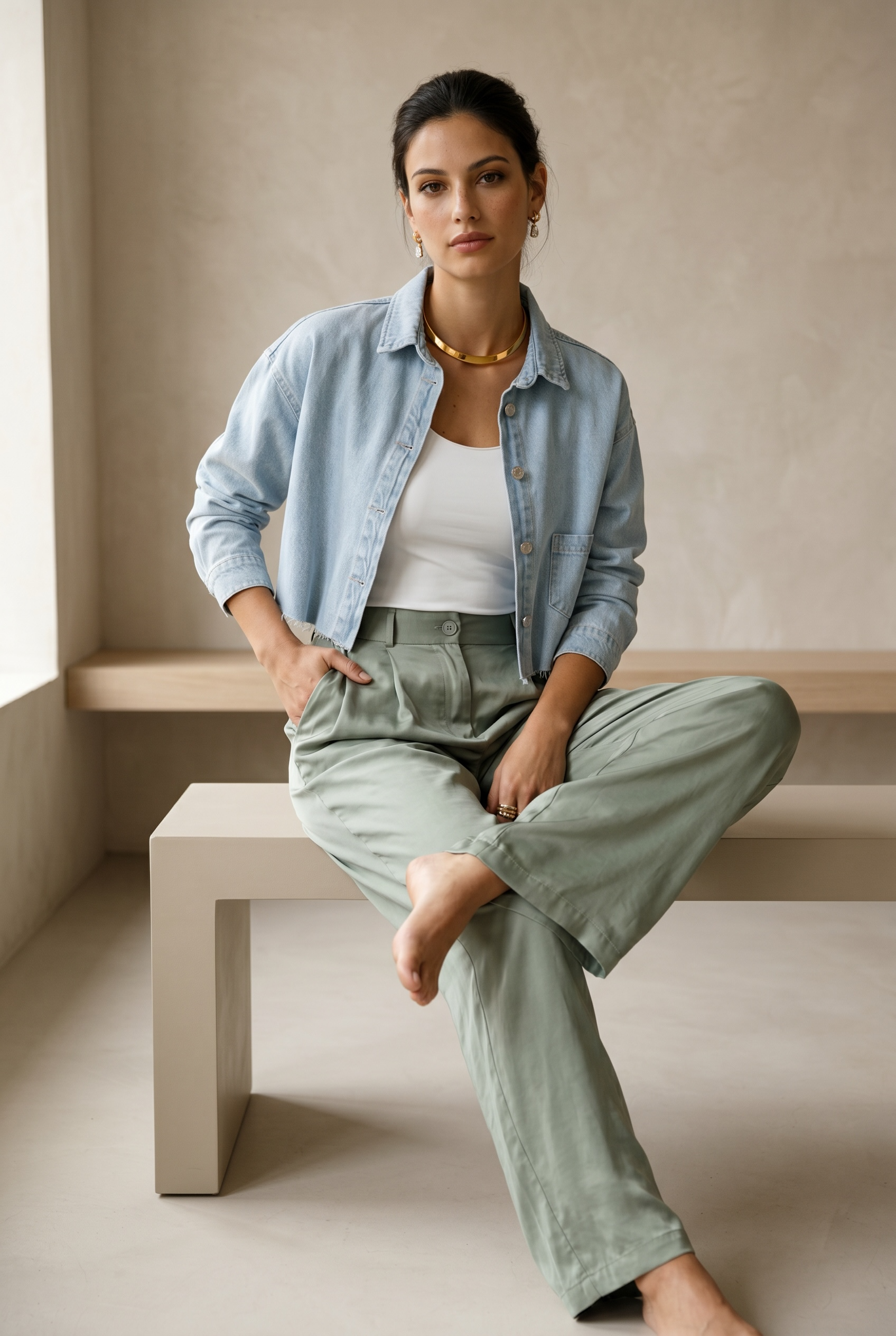Peach Skin Wide Leg Pants