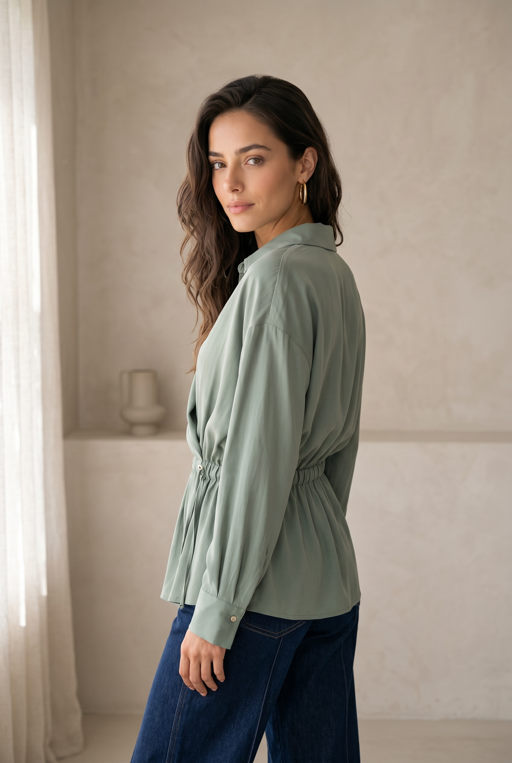 Peach Skin Wrap Shirt