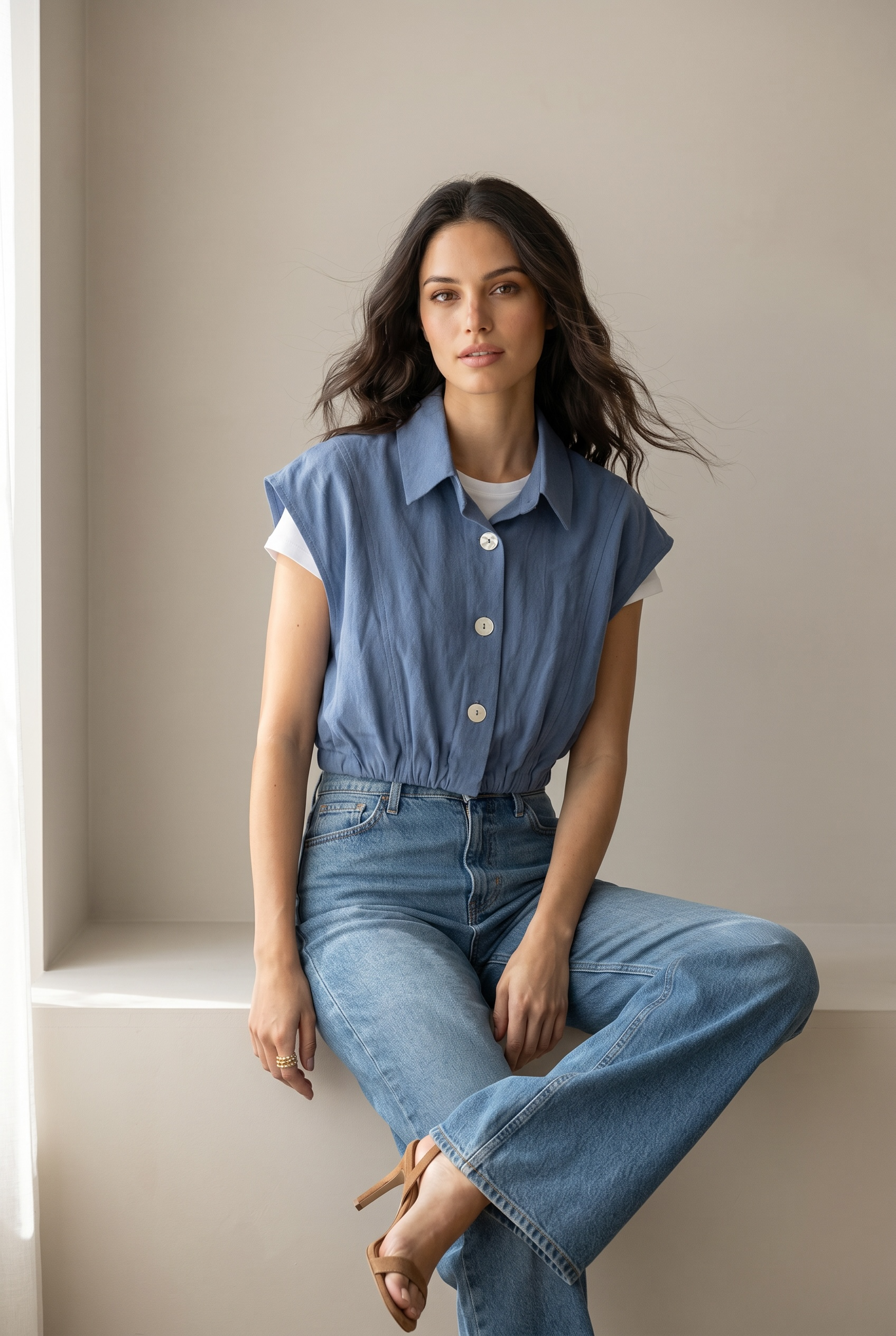 Sleeveless Volume Soft Shirt