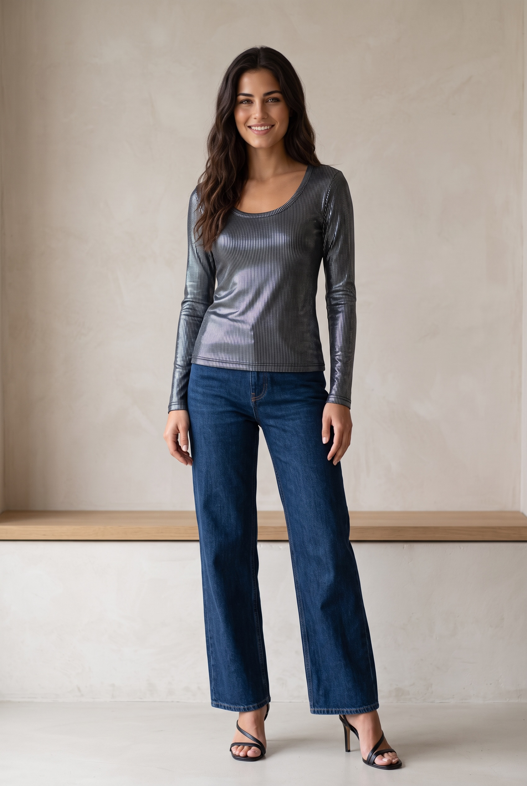 Metallic Long Sleeves Top