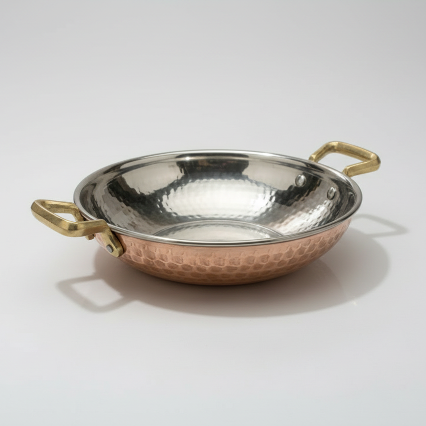 Handmade Hammered Copper Serving Bowl With Handle