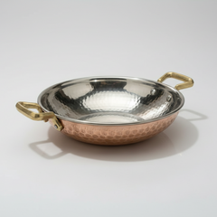 Handmade Hammered Copper Serving Bowl With Handle