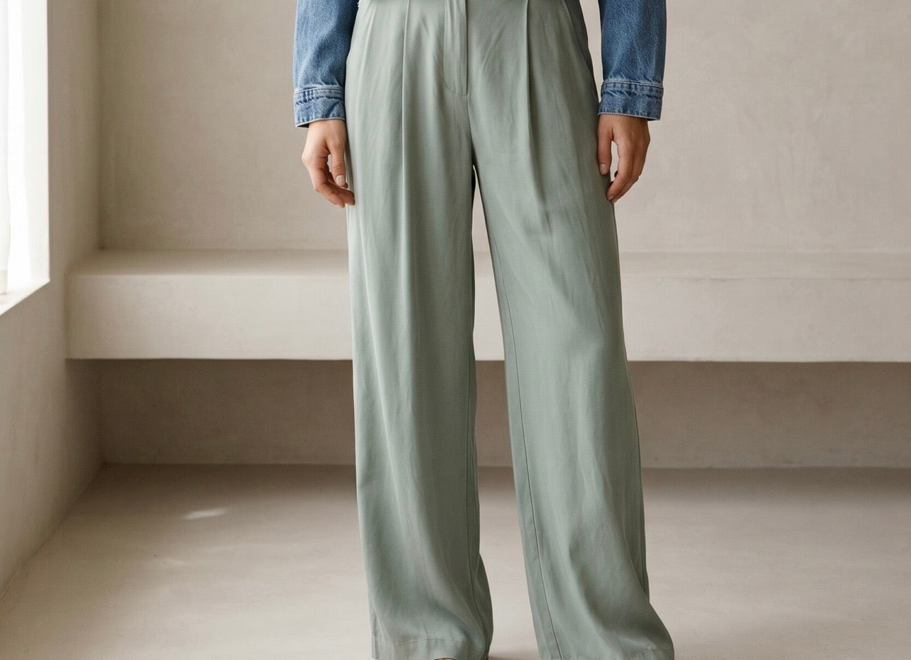 Peach Skin Wide Leg Pants