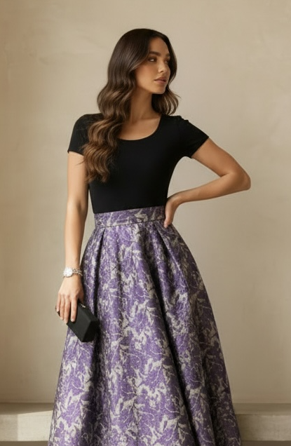 Royal Jacquard Maxi Skirt