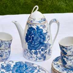 Royal Blue Flower Tea Set of 24 Pieces