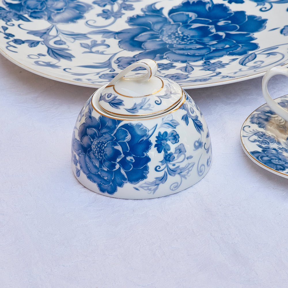 Royal Blue Flower Tea Set of 24 Pieces