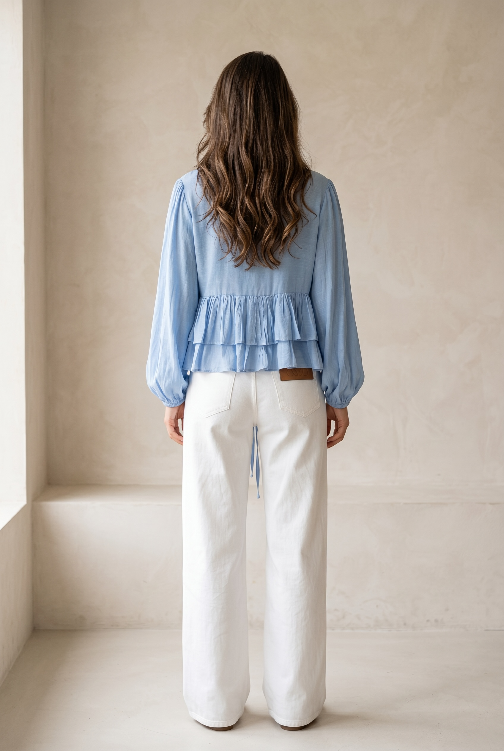 Ruffle Linen Blouse