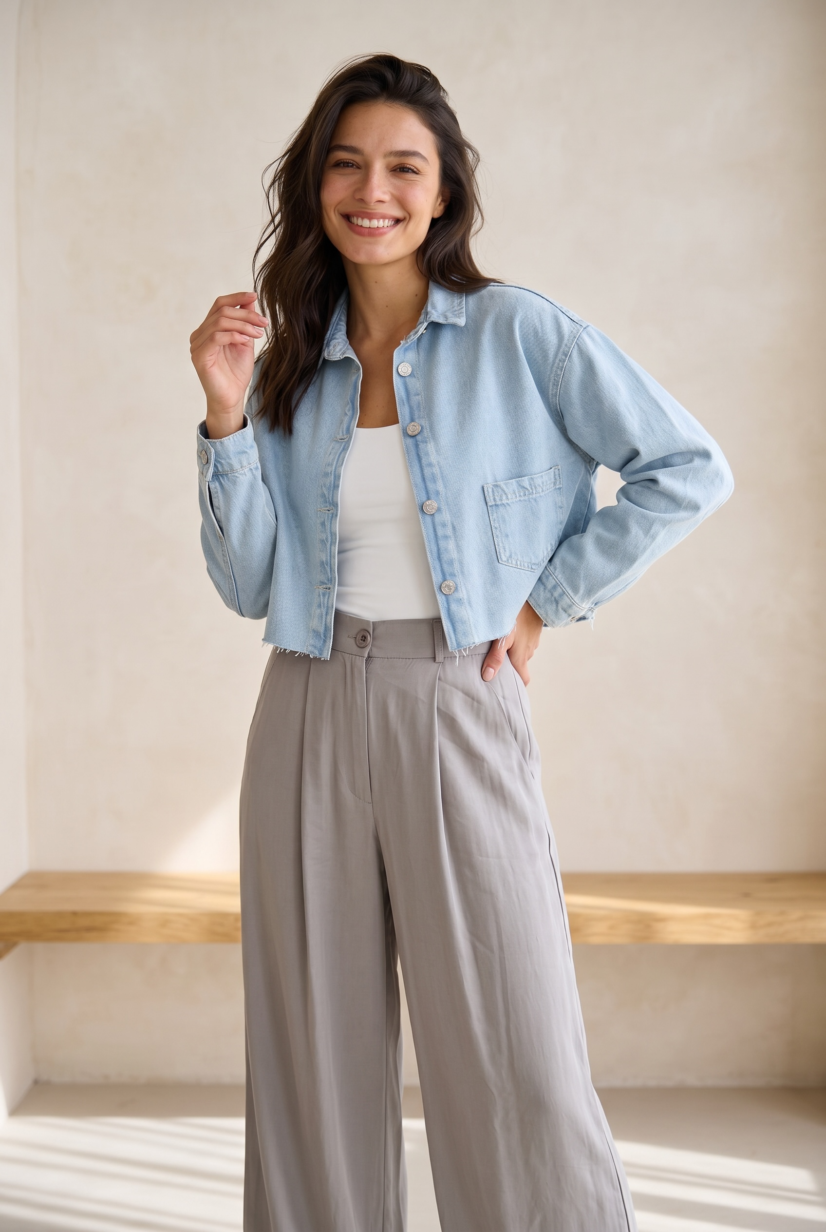 Peach Skin Wide Leg Pants