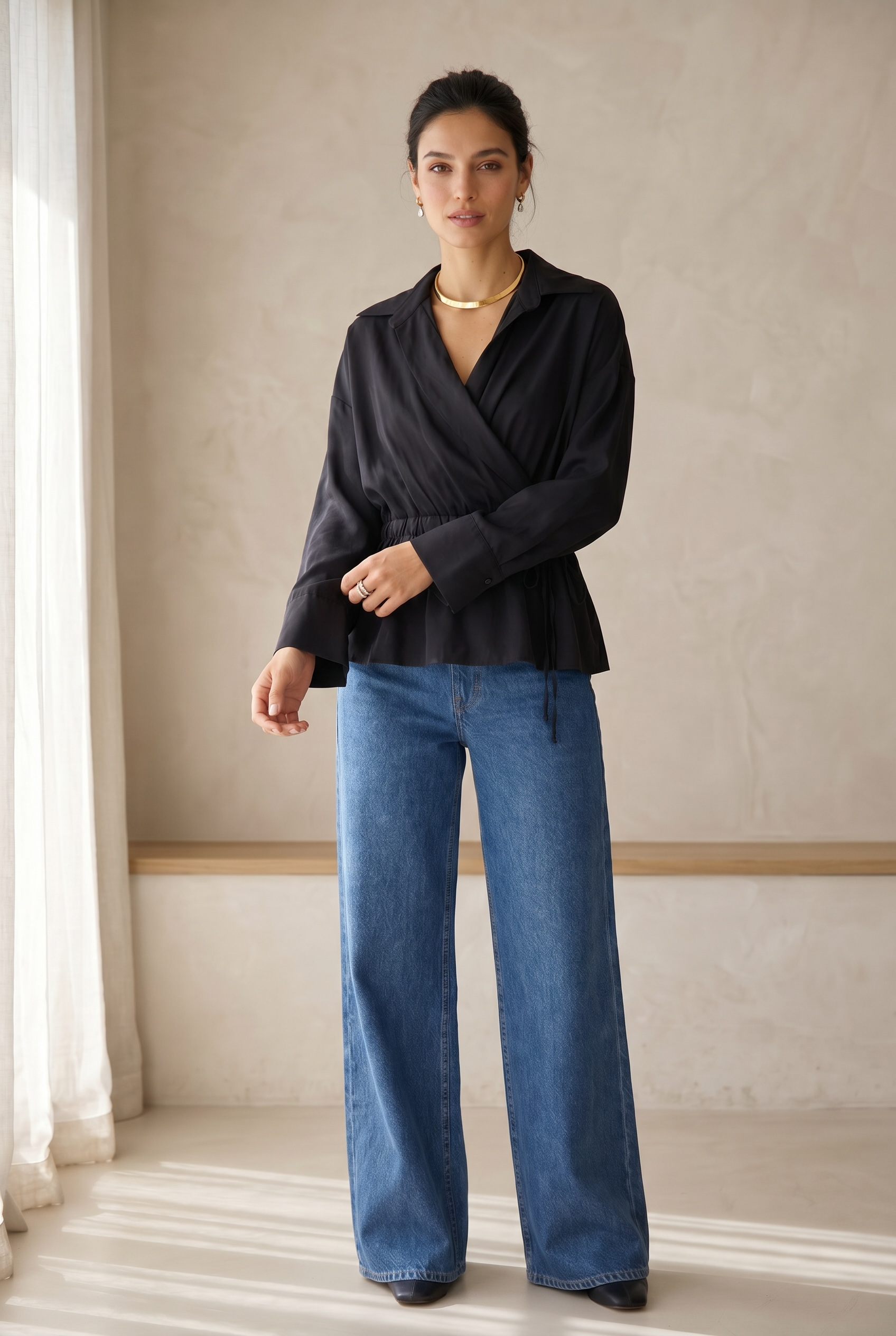 Peach Skin Wrap Shirt