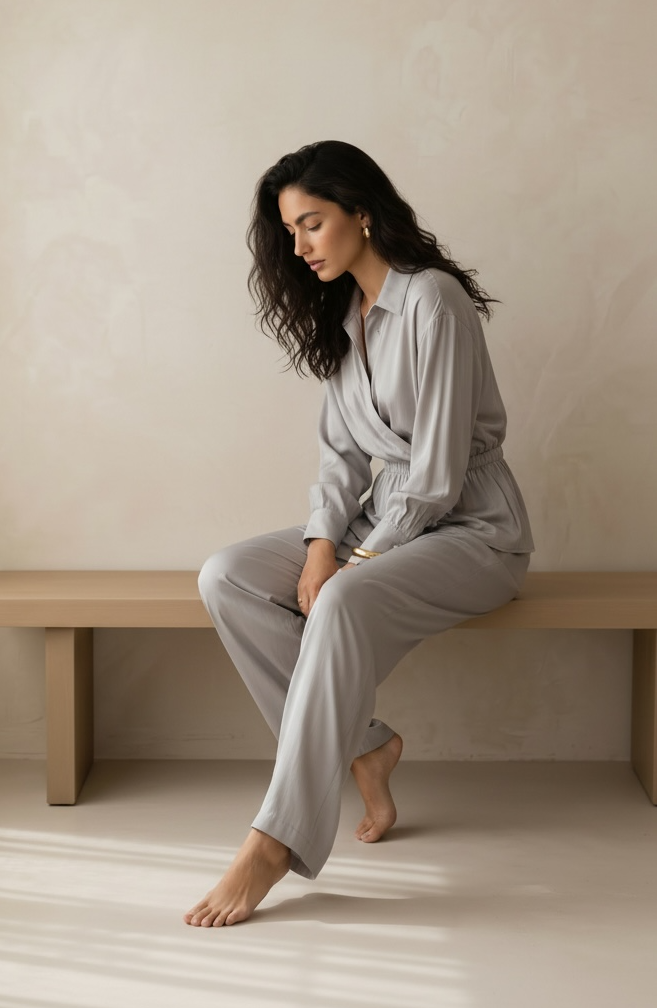 Peach Skin Wrap Shirt