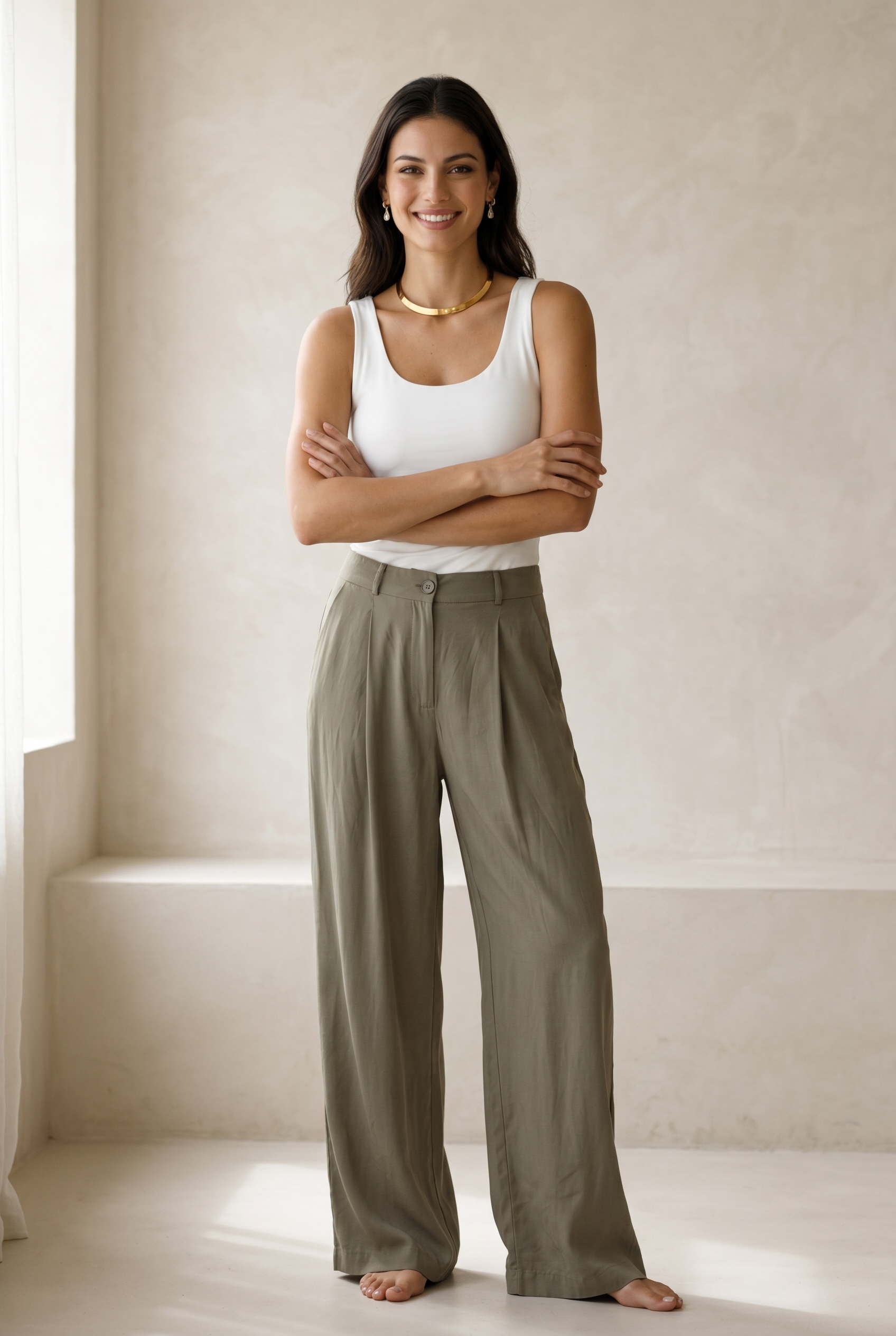 Peach Skin Wide Leg Pants