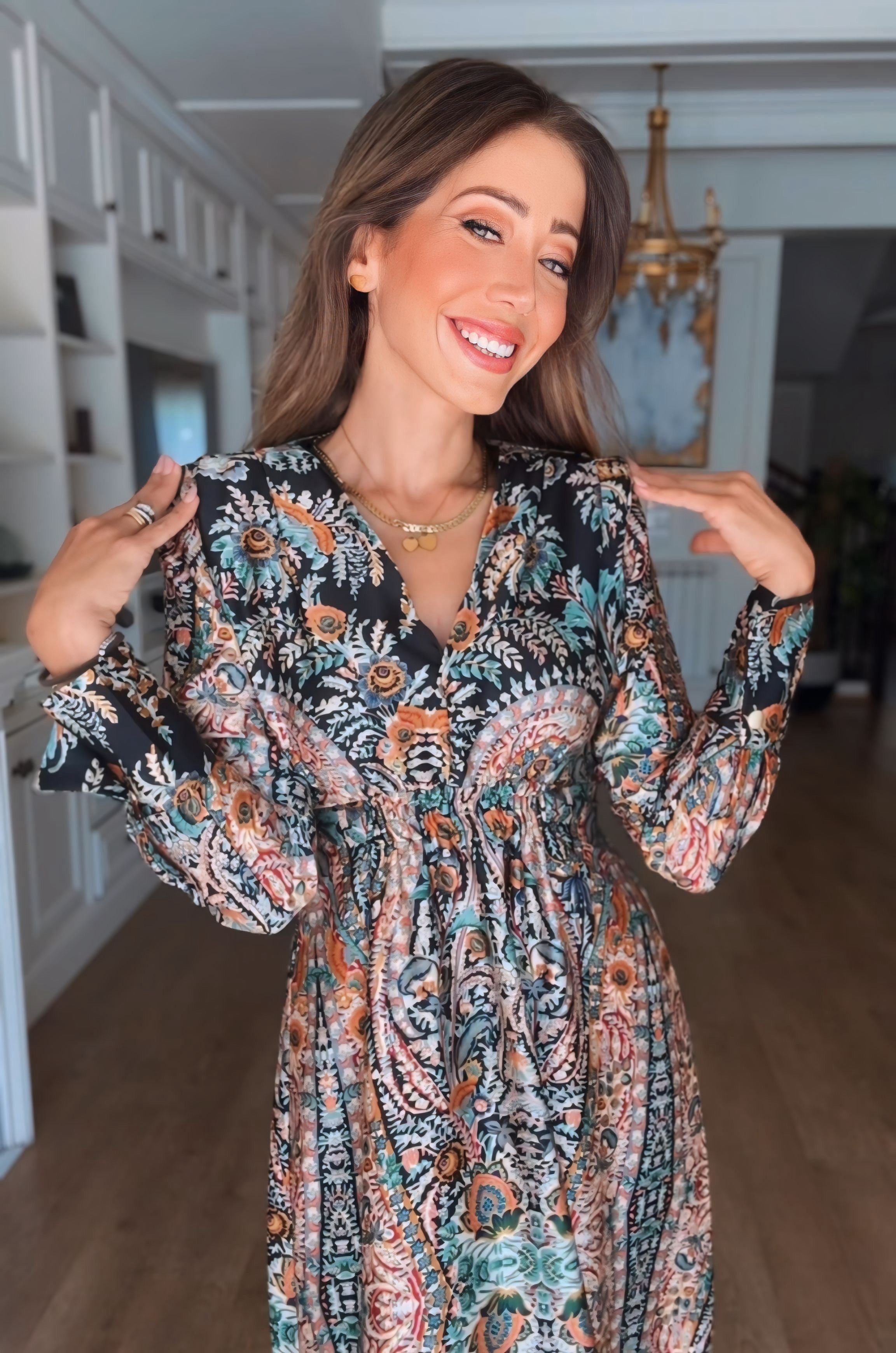 Printed Satin Dress