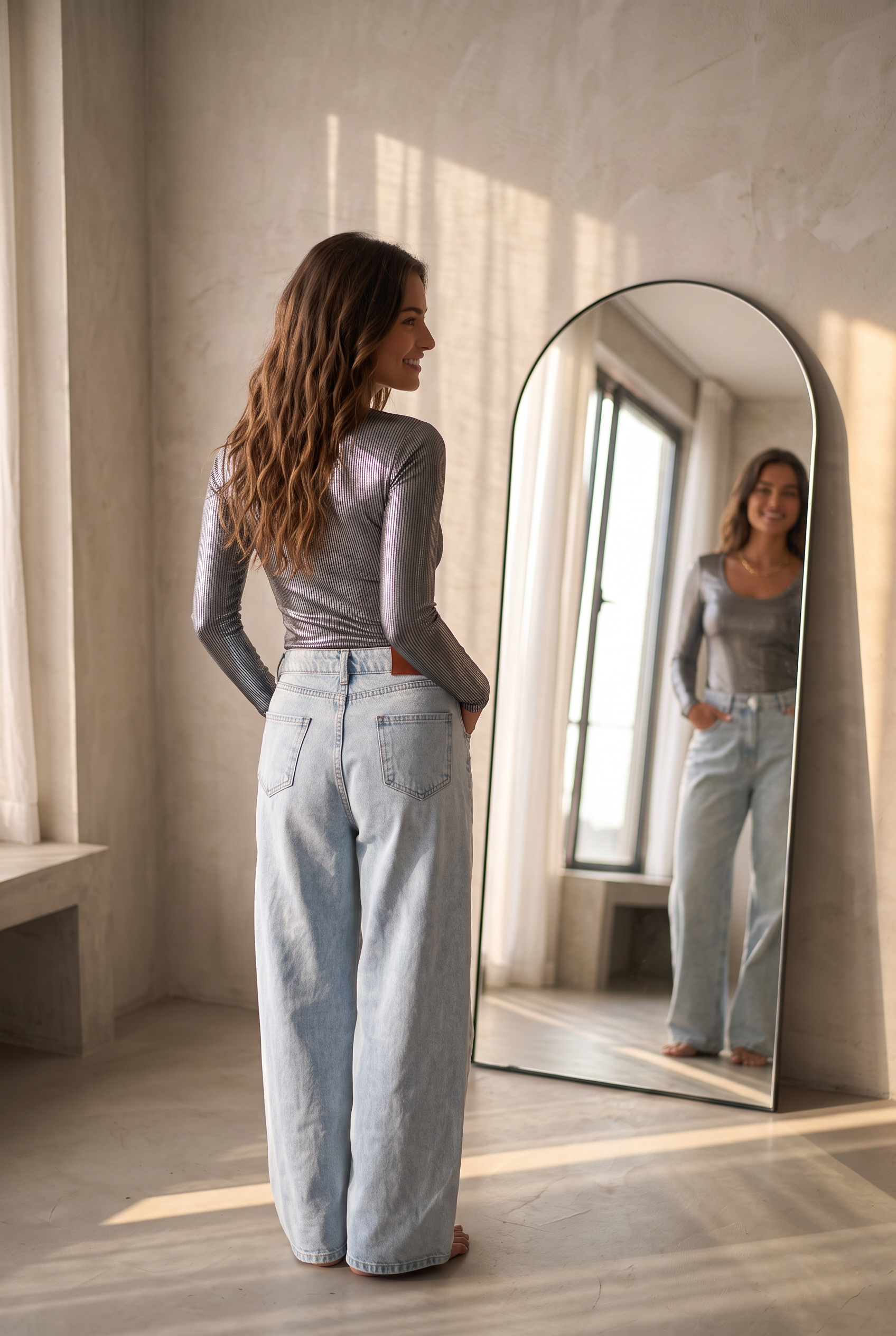 Metallic Long Sleeves Top