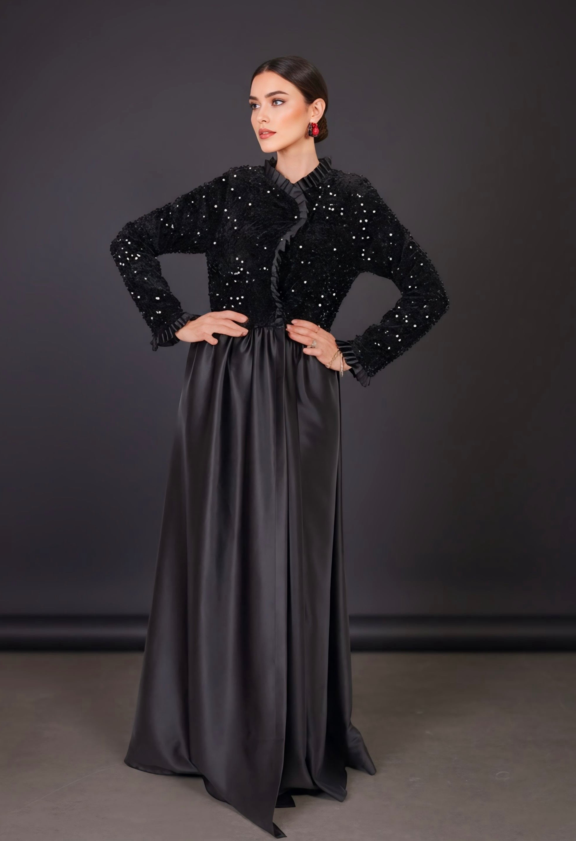 Royal Ruffle Abaya Dress