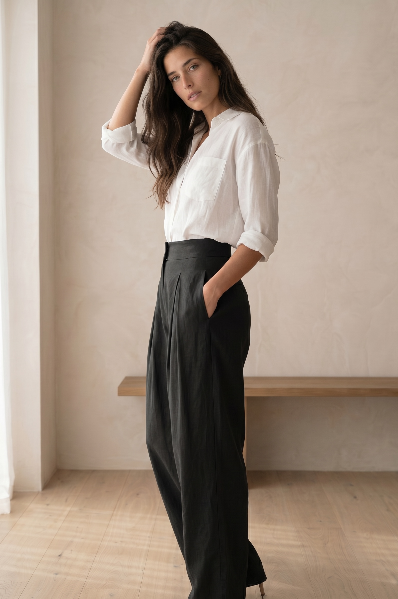 Pleated Wide Leg Pants