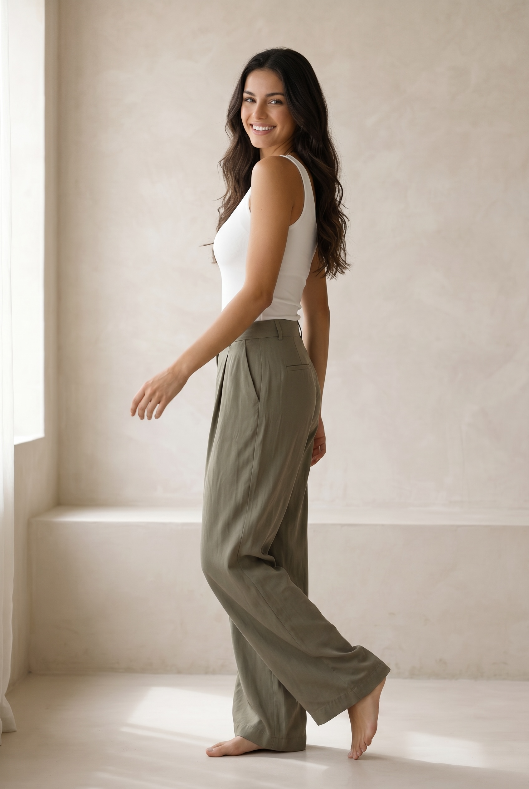 Peach Skin Wide Leg Pants