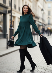 Ruffled Long Sleeves Dress