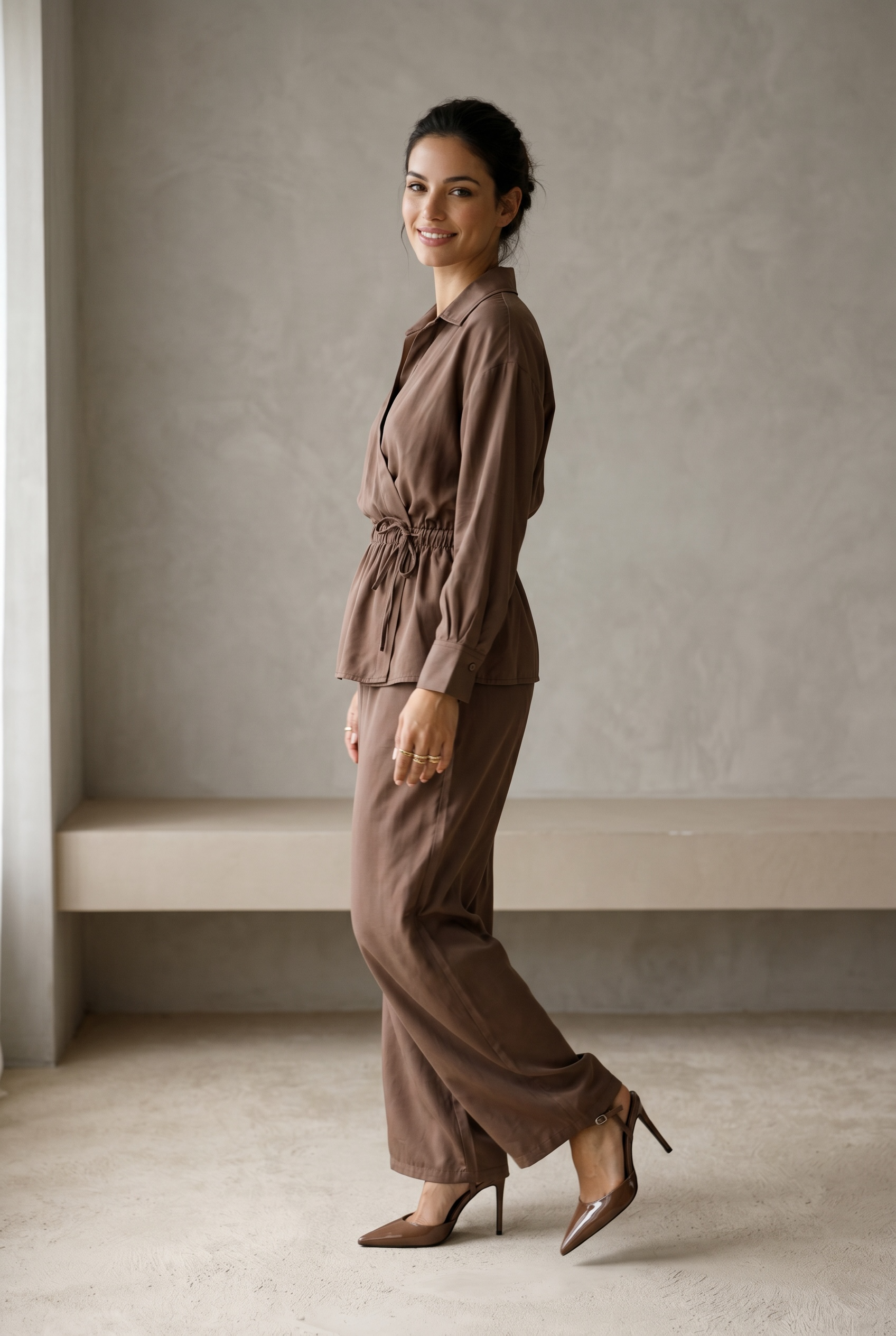 Peach Skin Wide Leg Pants