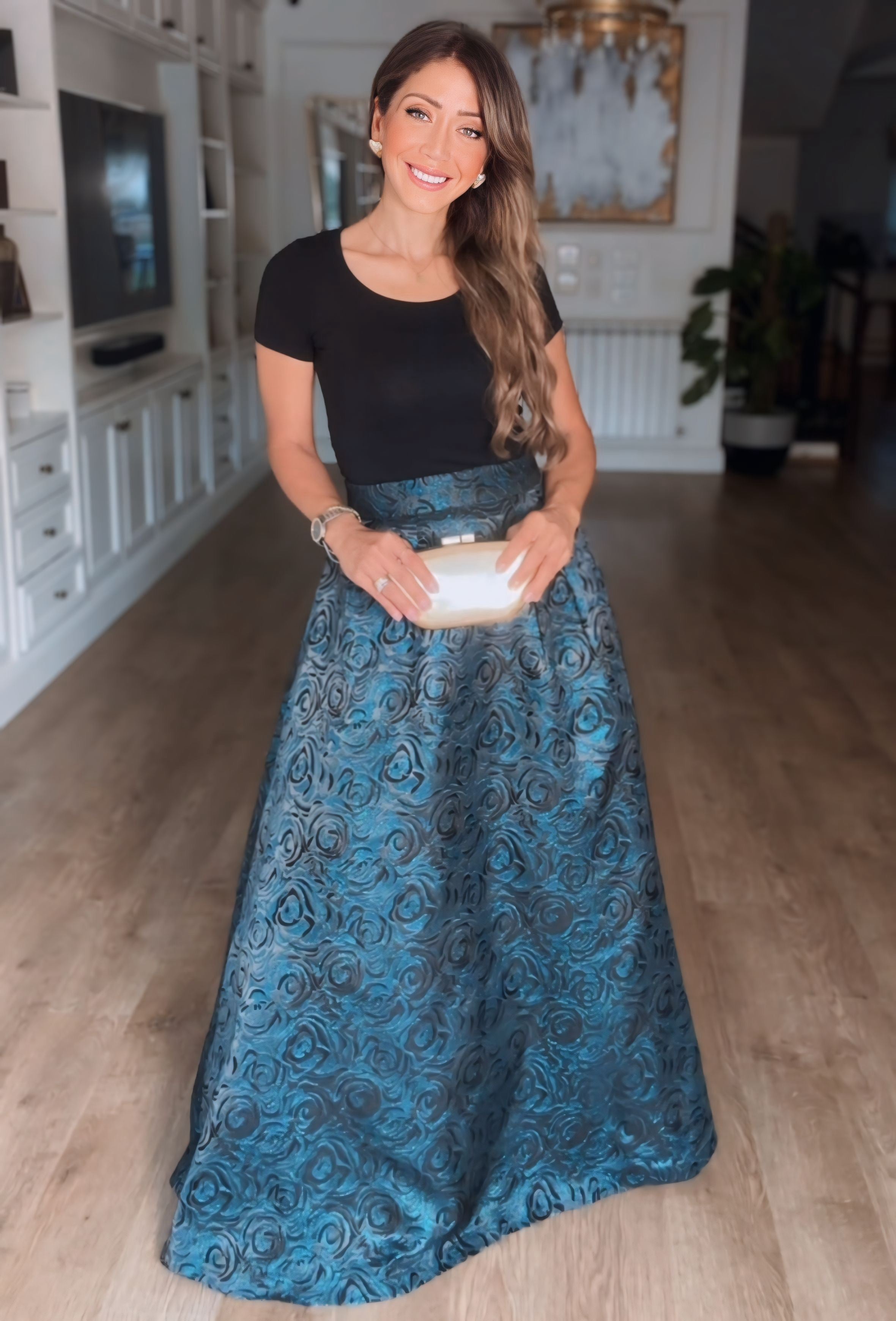 Royal Jacquard Maxi Skirt
