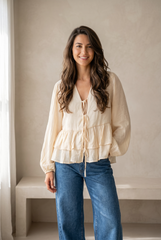 Ruffle Linen Blouse