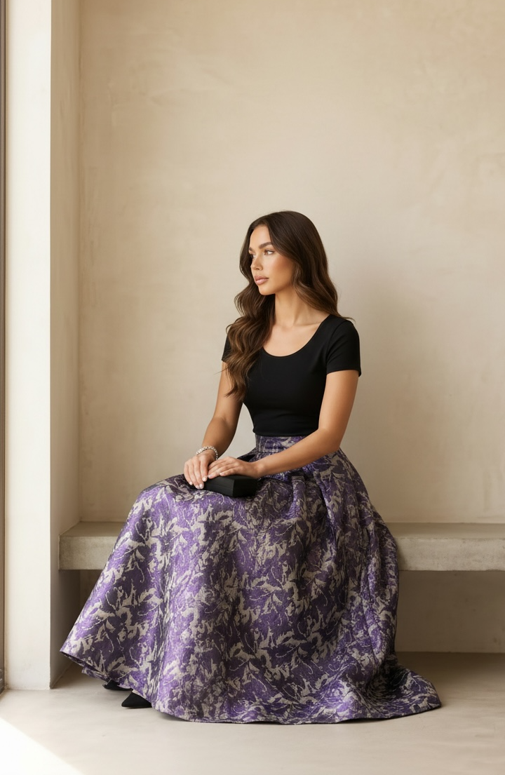 Royal Jacquard Maxi Skirt