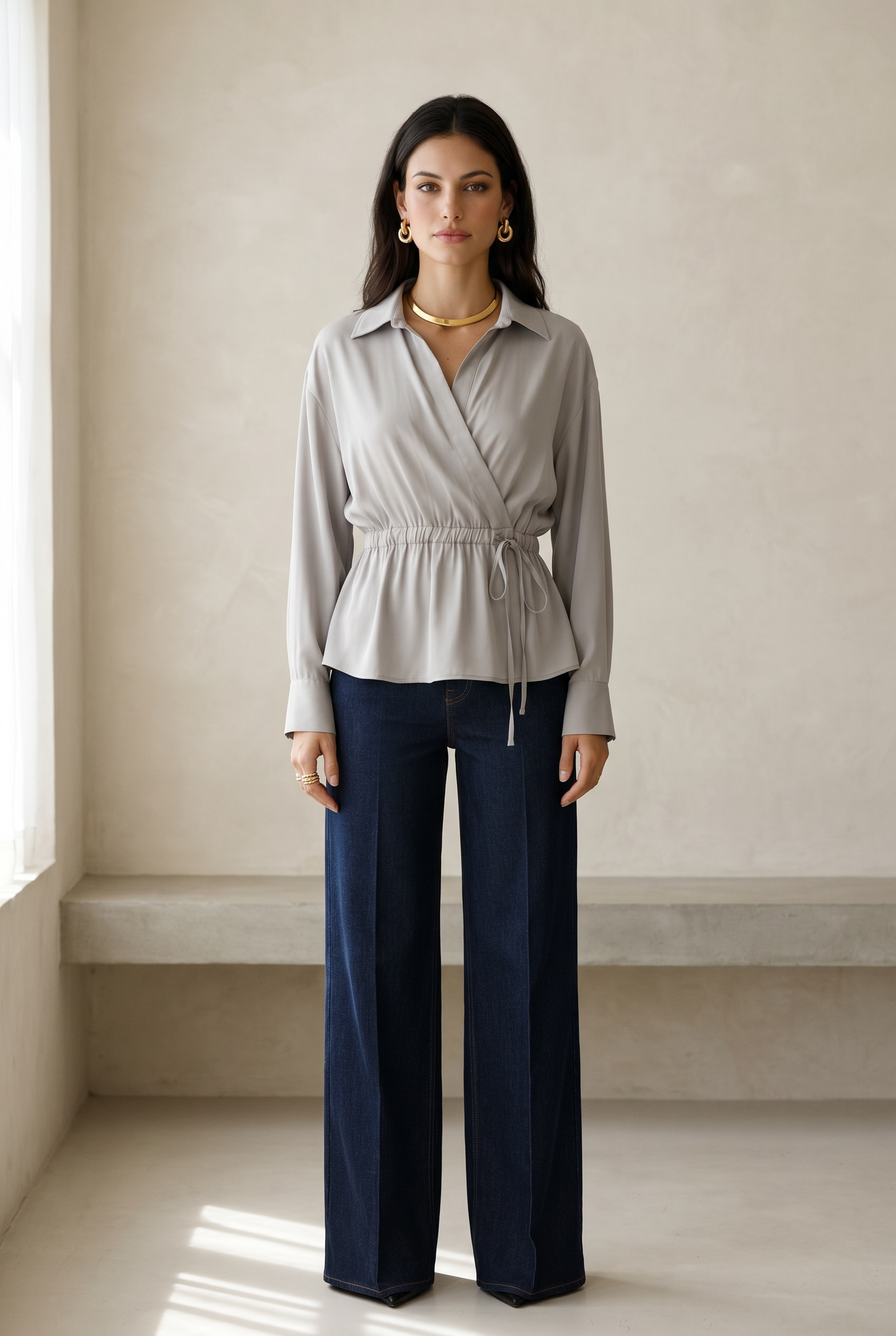 Peach Skin Wrap Shirt