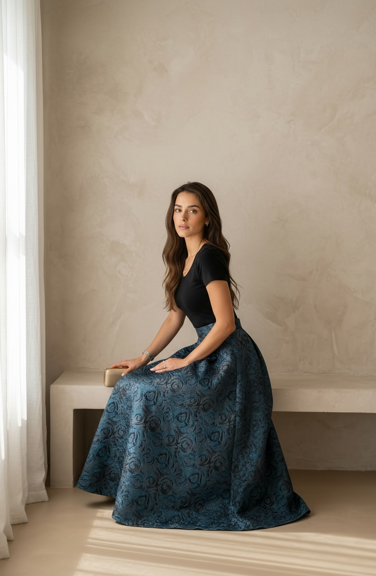 Royal Jacquard Maxi Skirt