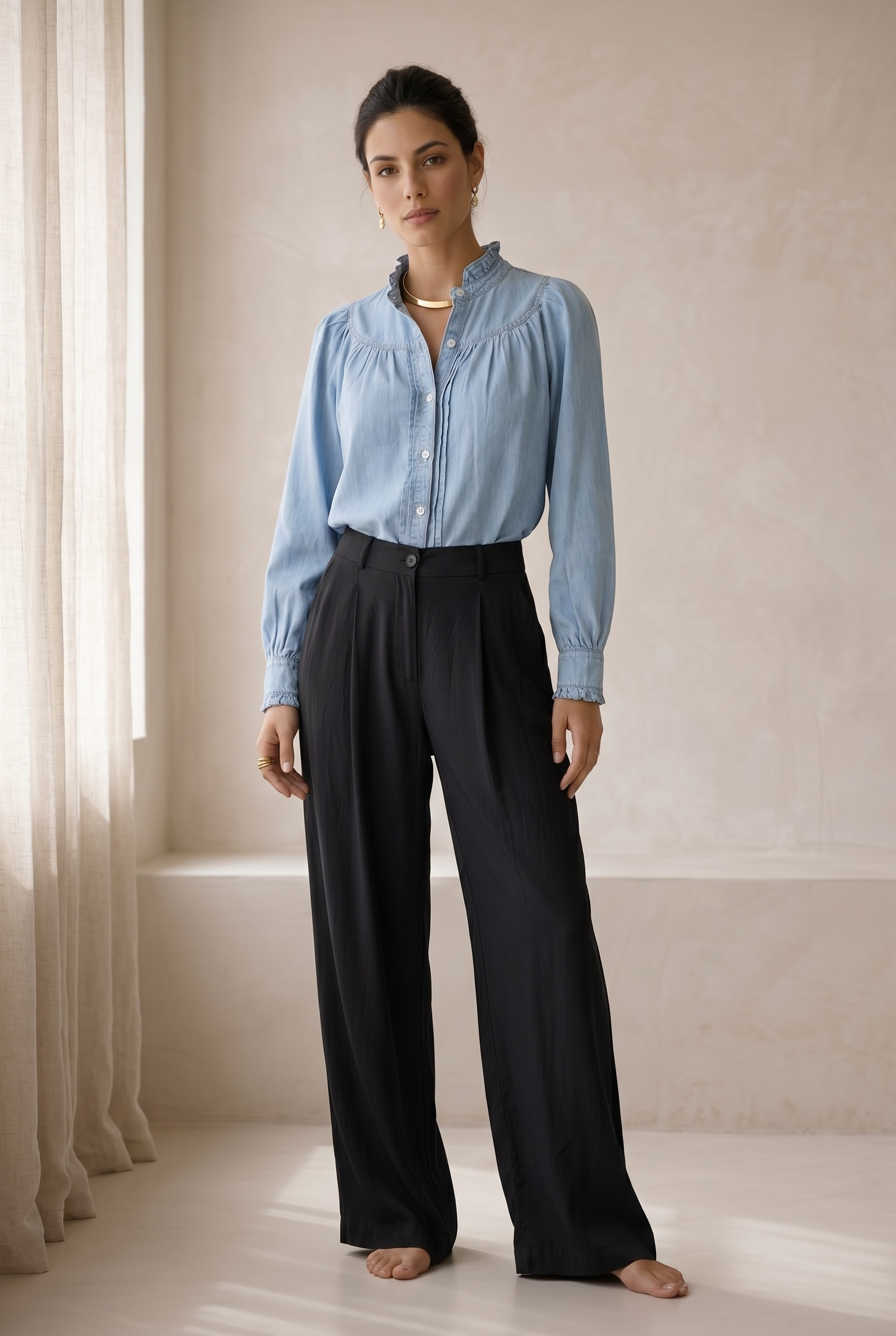 Peach Skin Wide Leg Pants