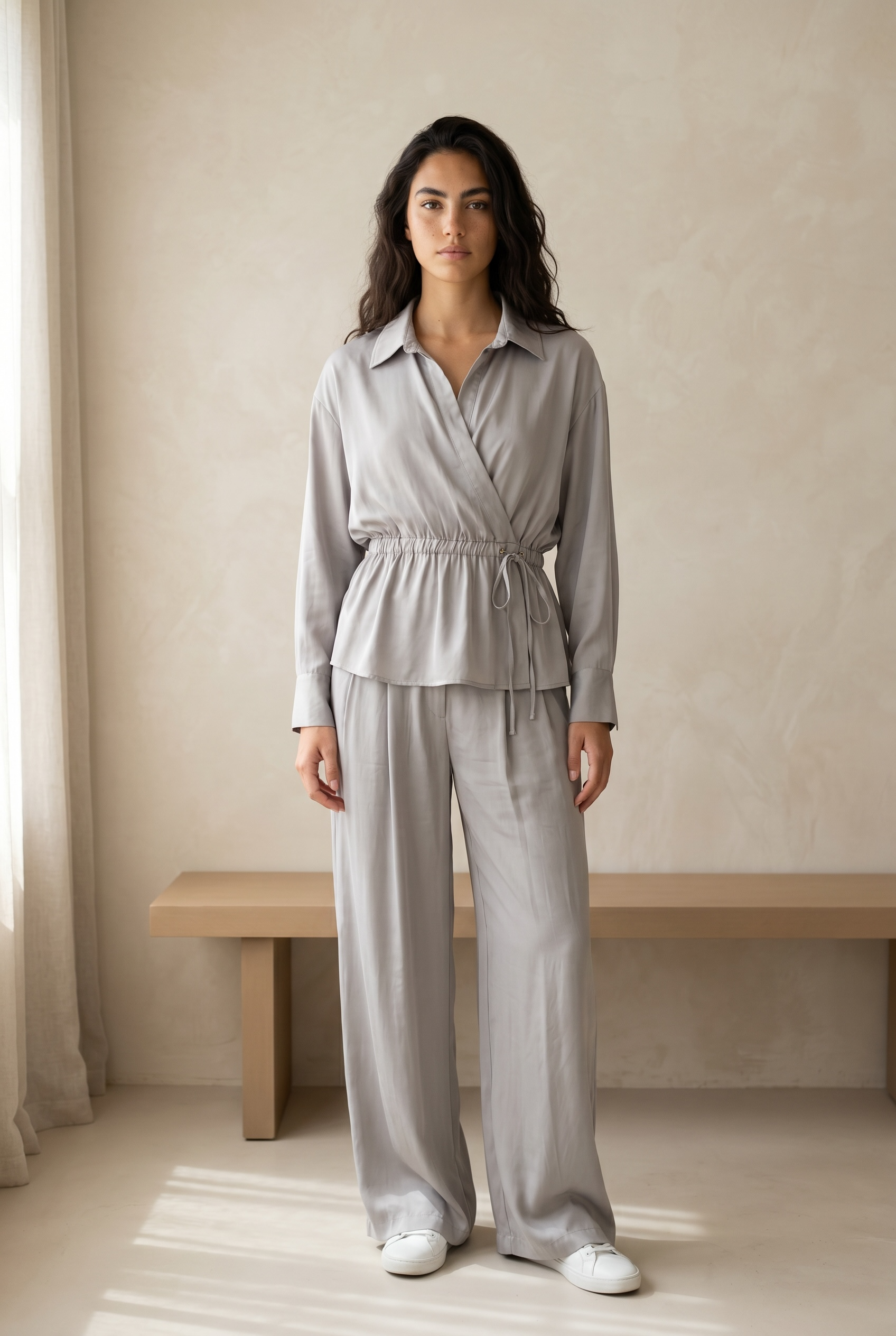 Peach Skin Wide Leg Pants