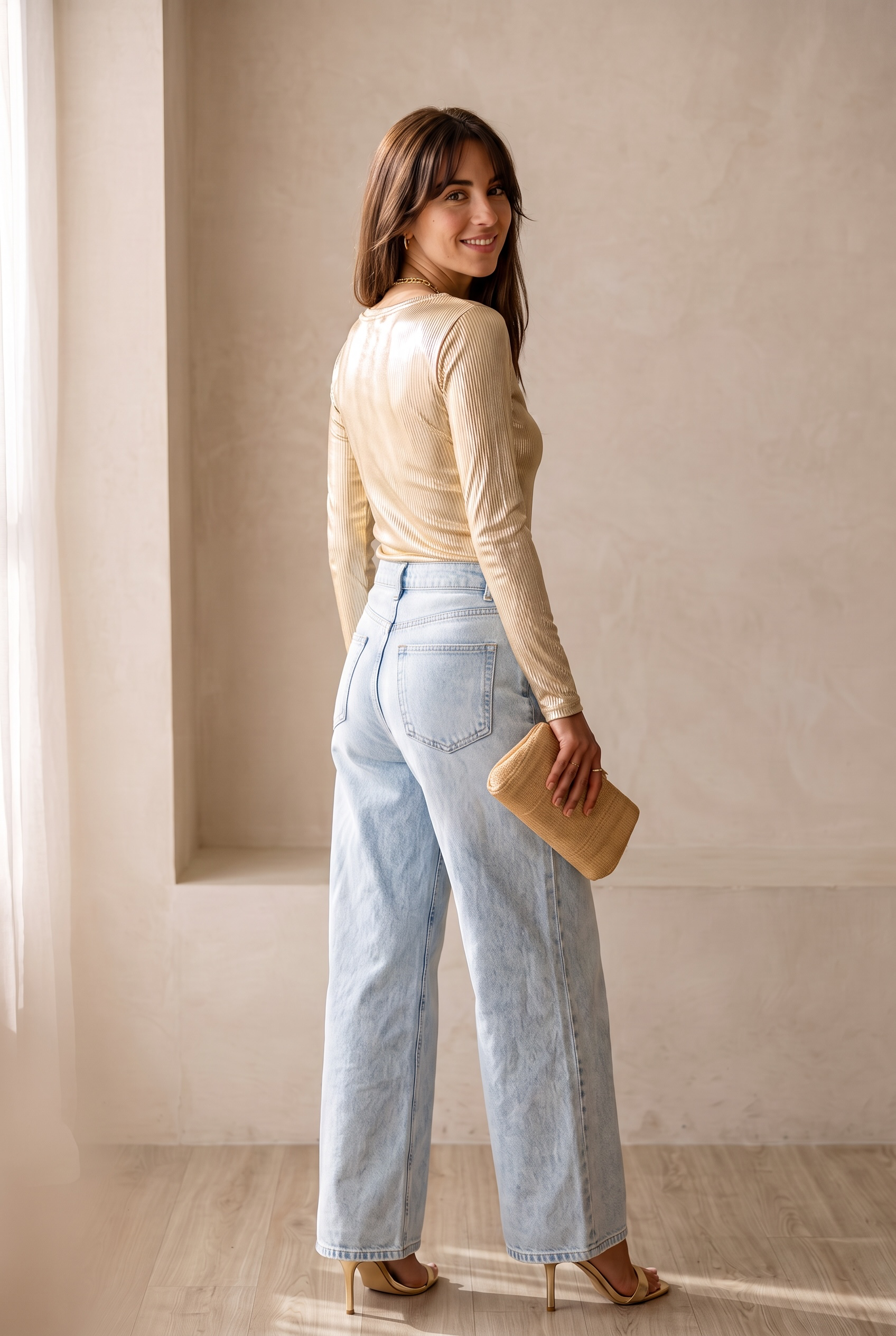 Metallic Long Sleeves Top