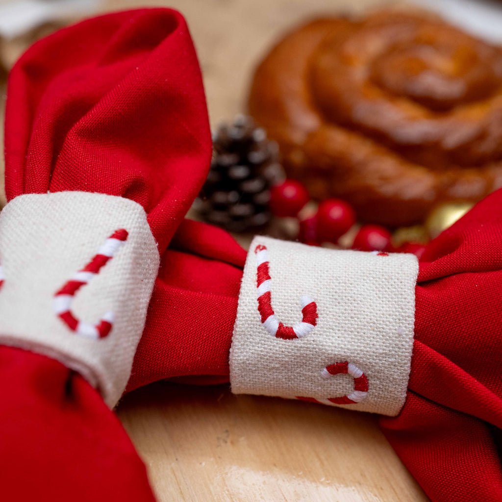 Candy Cane Napkin Holder Ring Set