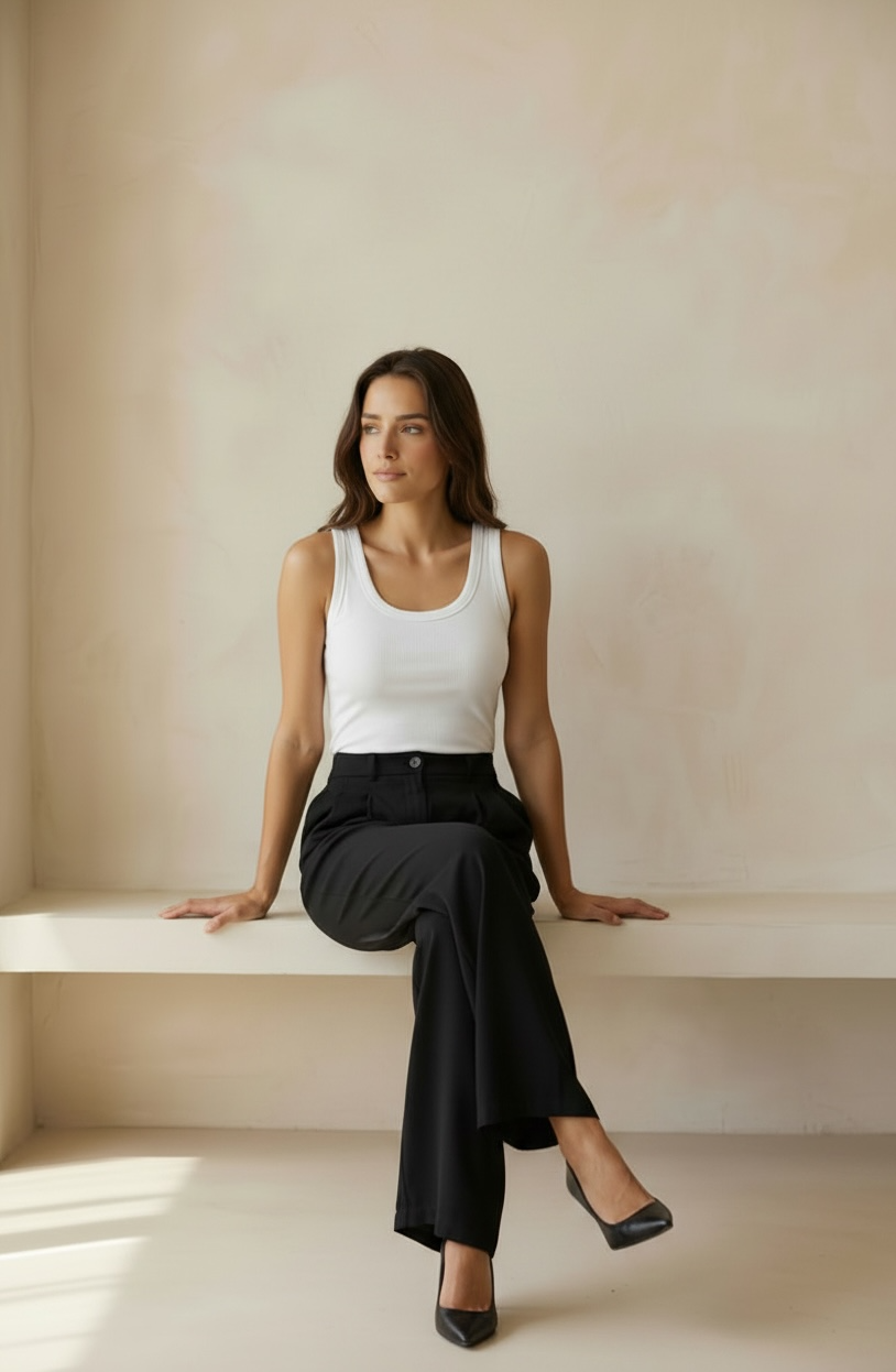 Peach Skin Wide Leg Pants