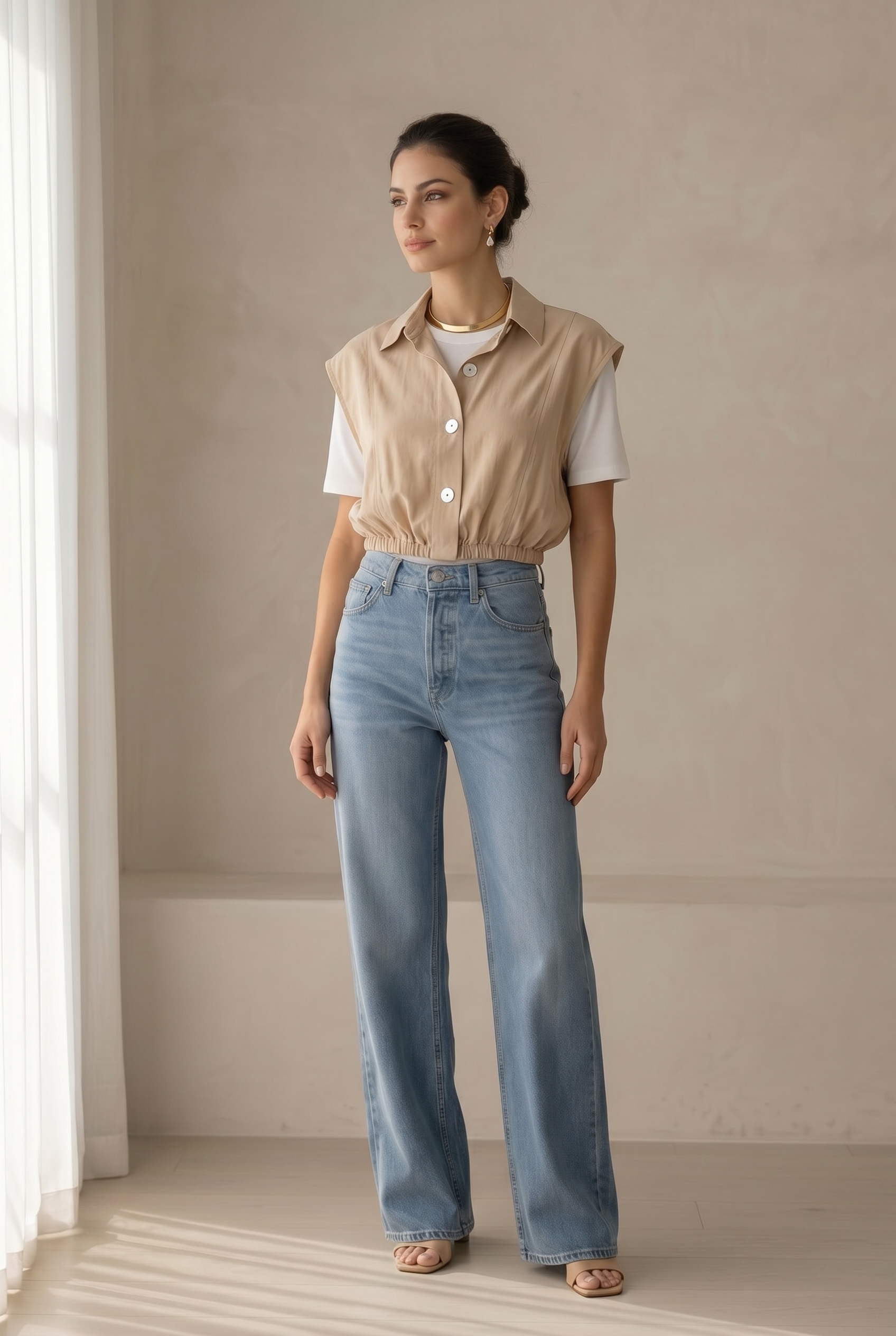 Sleeveless Volume Soft Shirt
