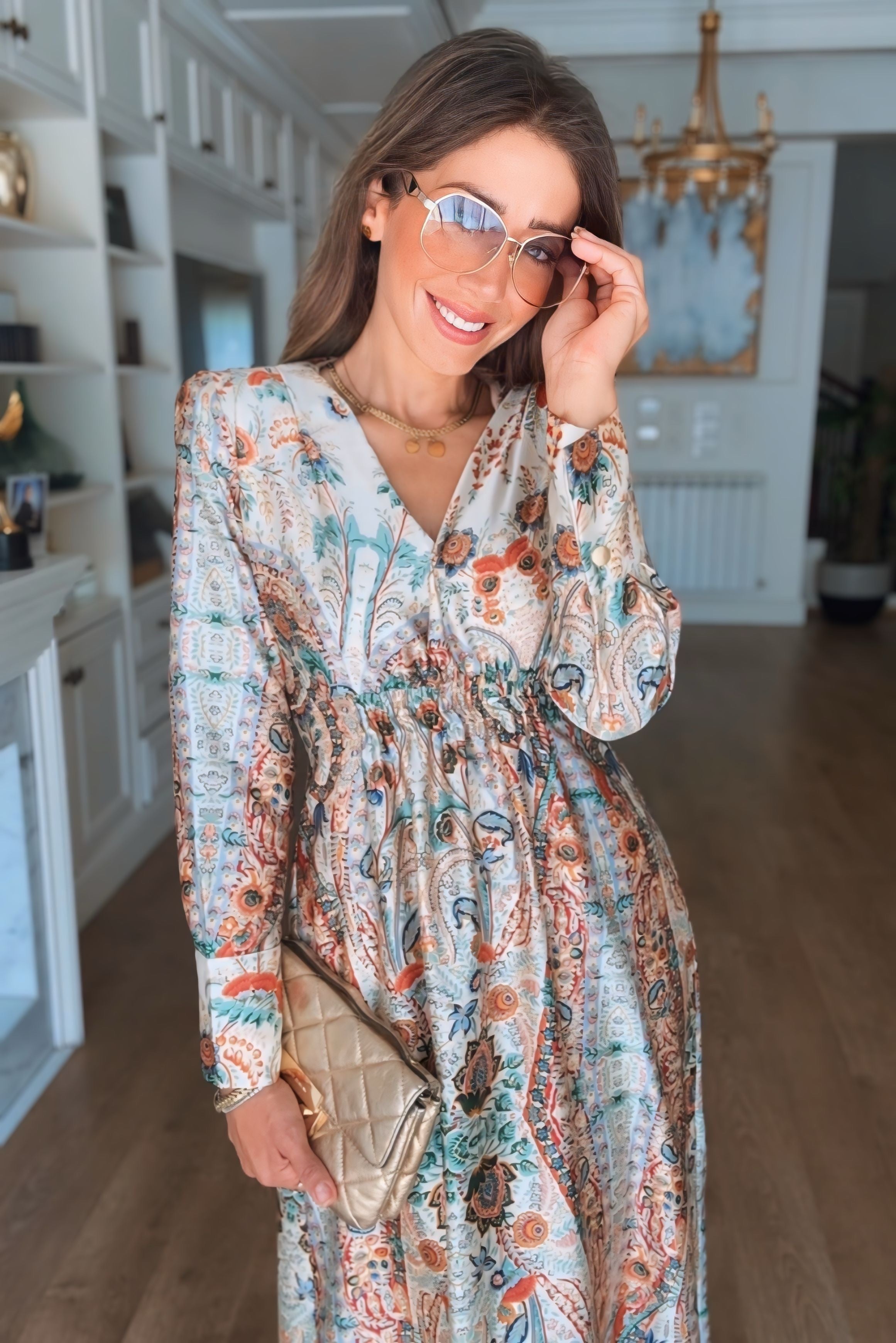 Printed Satin Dress