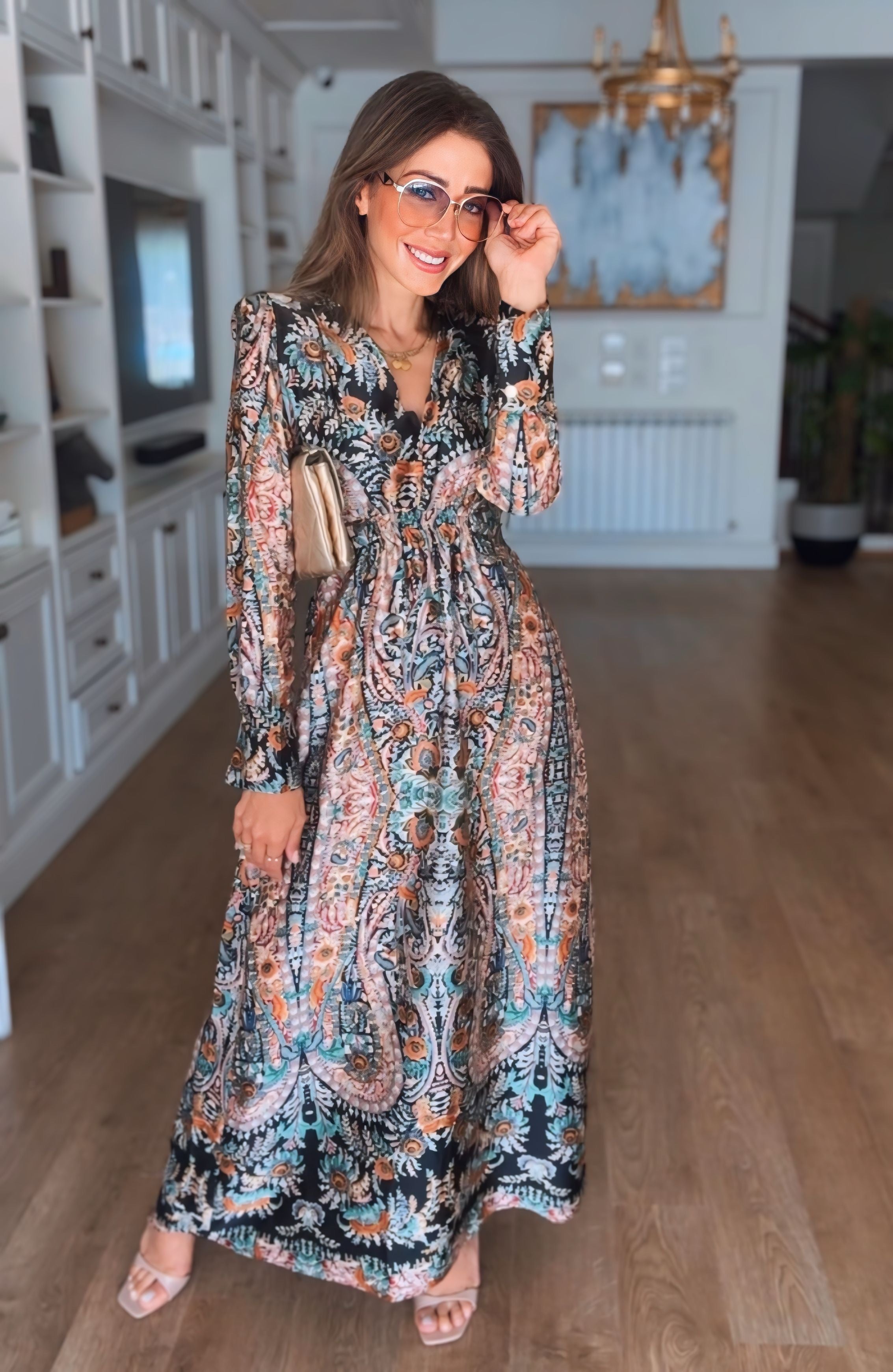 Printed Satin Dress